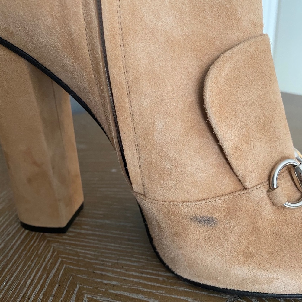 Gucci Lillian Horsebit Tall Beige Suede Boots, 41 - Picture 9 of 10